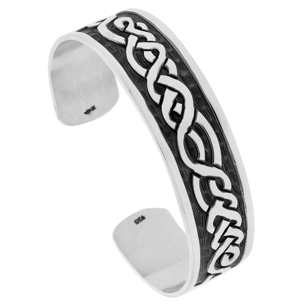 STERLING SILVER CELTIC KNOT CUFF BRACELET HANDMADE 7.25 INCH
