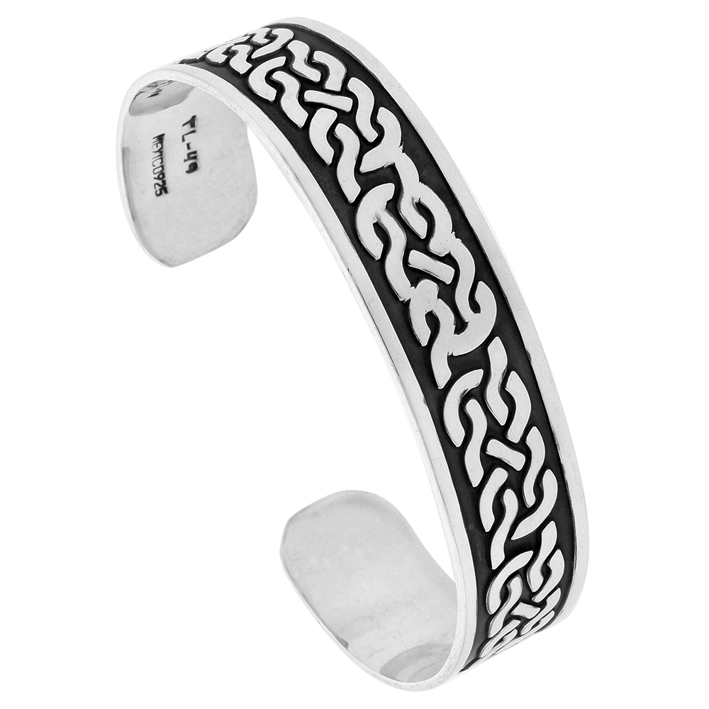 STERLING SILVER CELTIC KNOT CUFF BRACELET HANDMADE 7.25 INCH