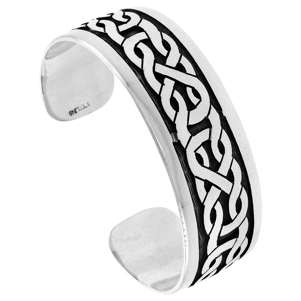 STERLING SILVER CELTIC KNOT CUFF BRACELET CELTIC KNOT PATTERN HANDMADE 7.25 INCH