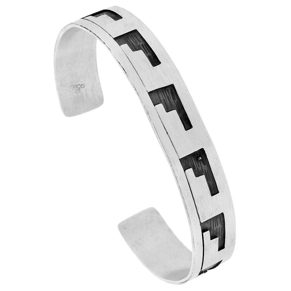 STERLING SILVER CUFF BRACELET SOUTHWESTERN HOPI DESIGN HANDMADE 7.25 INCH