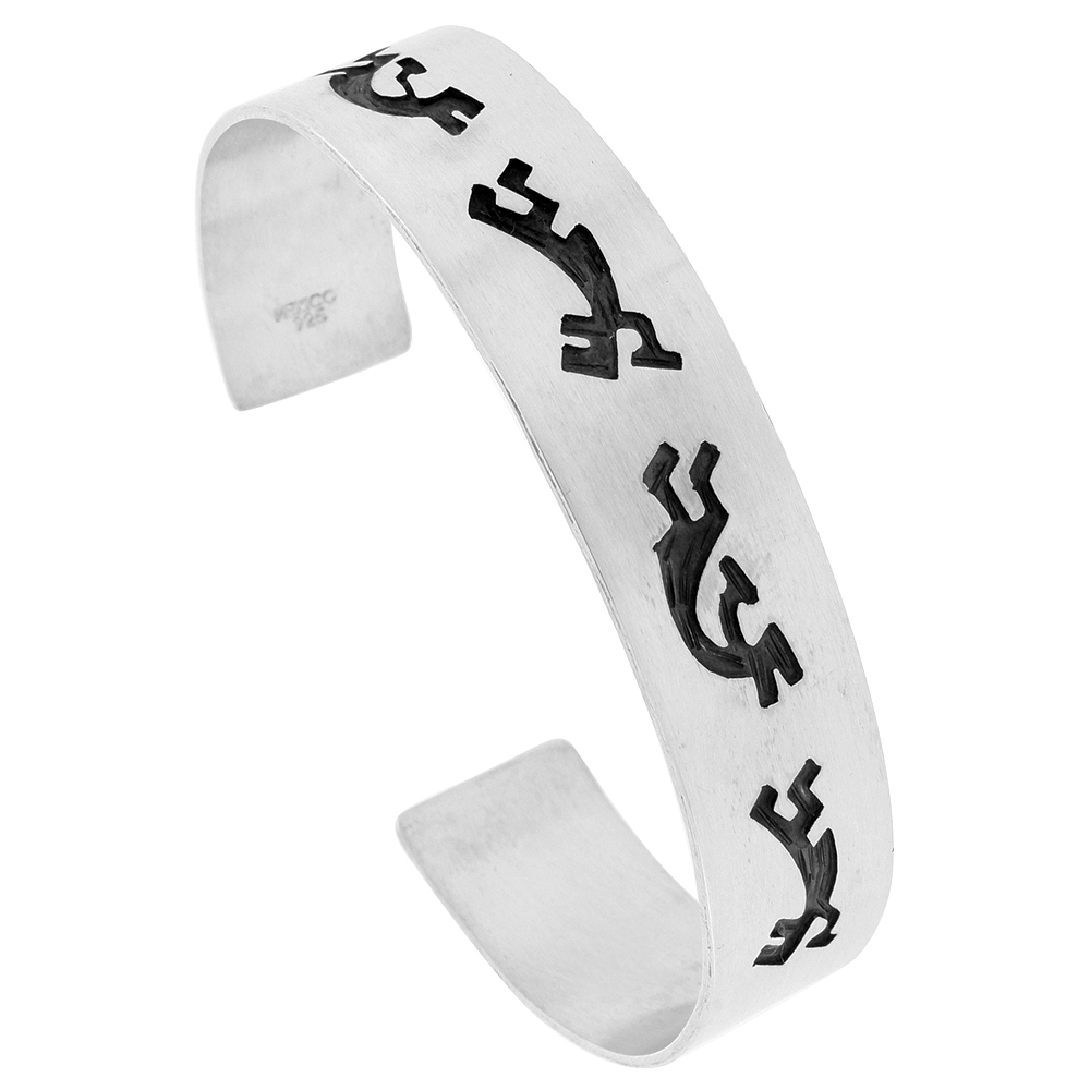 STERLING SILVER KOKOPELE CUFF BRACELET SOUTHWESTERN HOPI DESIGN HANDMADE 7.25 INCH