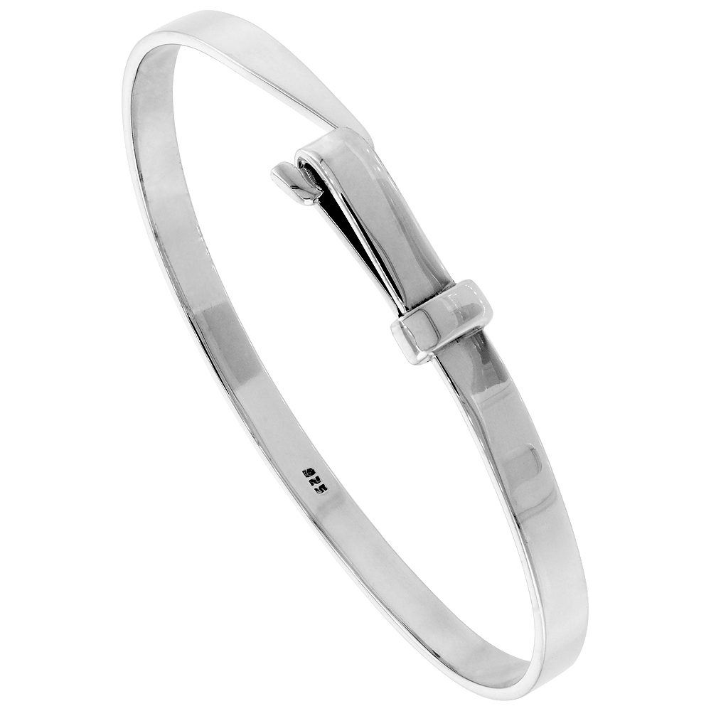 STERLING SILVER HOOK AND EYE BRACELET FOR WOMEN HANDMADE HIGH POLISHED FINISH (5MM) 3/16 INCH WIDE