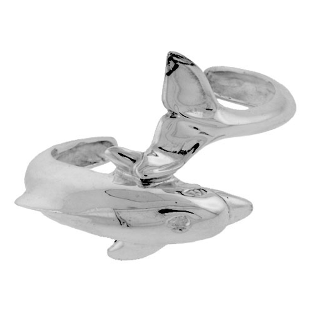 STERLING SILVER DOLPHIN CUFF BRACELET HIGH POLISHED LARGE