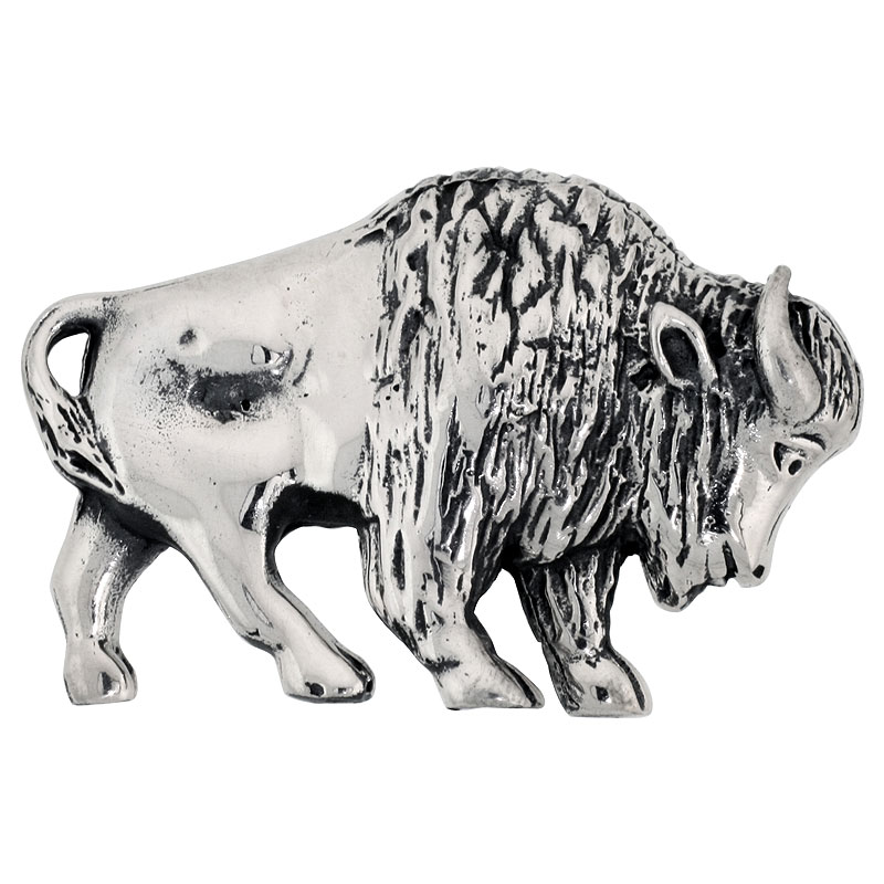 STERLING SILVER YEAR OF THE OX ZODIAC SIGN BROOCH PIN, 1 11/16" (43 MM) WIDE