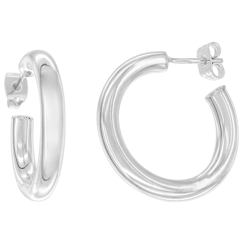 Sterling Silver Open Circle Hollow Hoop Earrings, 7/8 inch wide