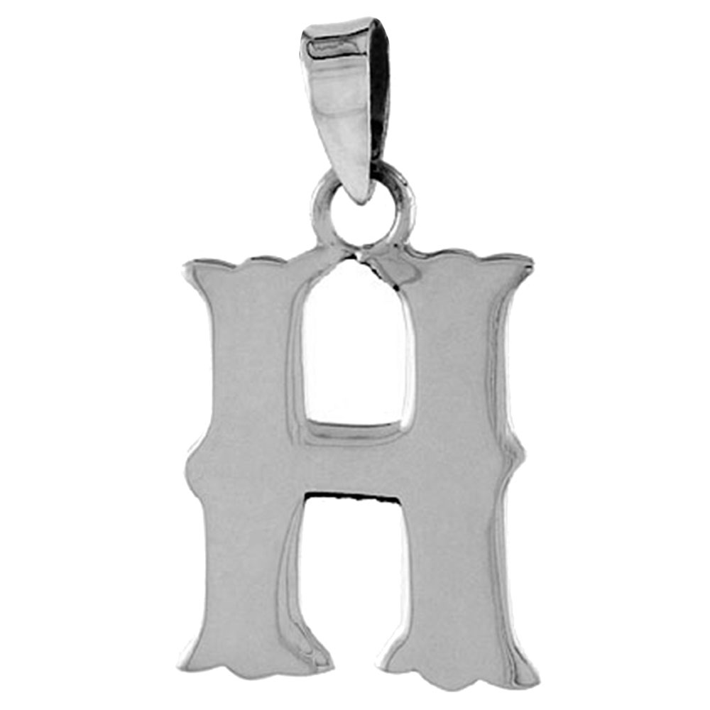 3/4 inch Sterling Silver Block Initial H Alphabet Pendant Alphabet Letters High Polished