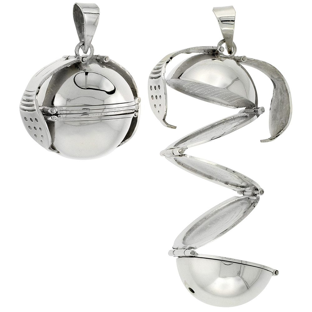 STERLING SILVER MEDIUM PHOTO BALL LOCKET FOR SIX PICTURES HANDMADE 7/8 INCH NO CHAIN