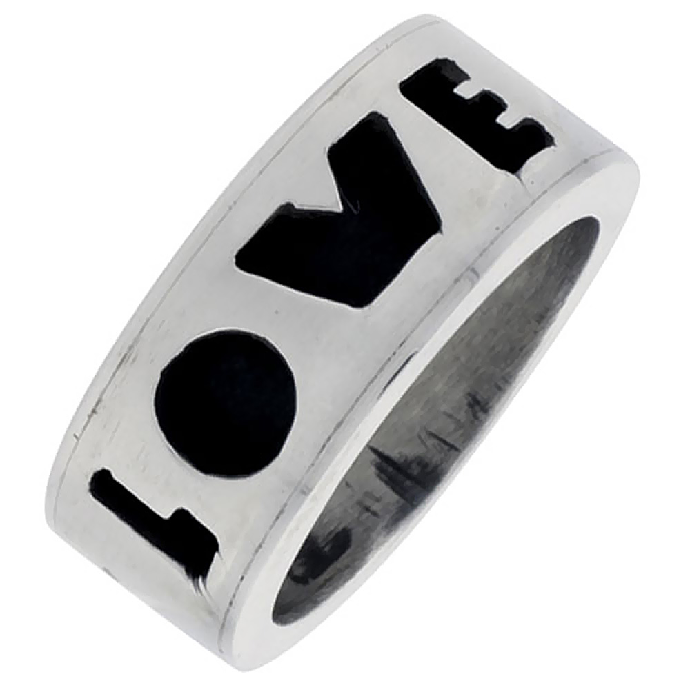 STERLING SILVER LOVE RING FOR MEN SOUTHWESTERN DESIGN HANDMADE 5/16 INCH WIDE SIZES 6-13