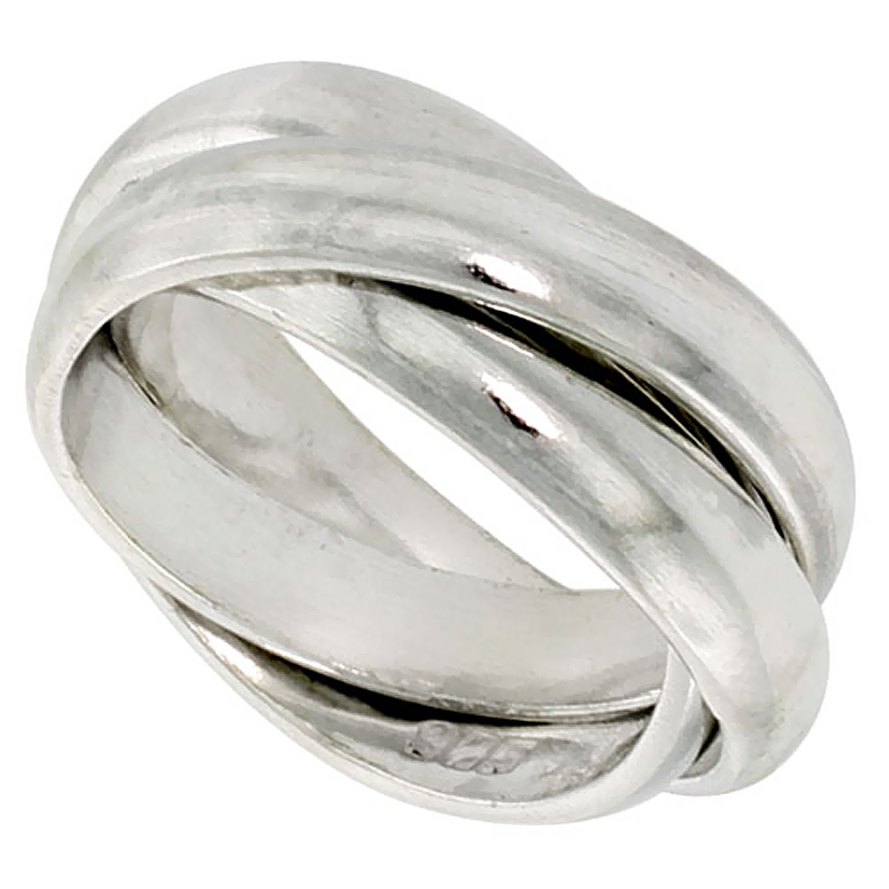 STERLING SILVER ROLLING RING 5 MM DOMED BANDS HANDMADE