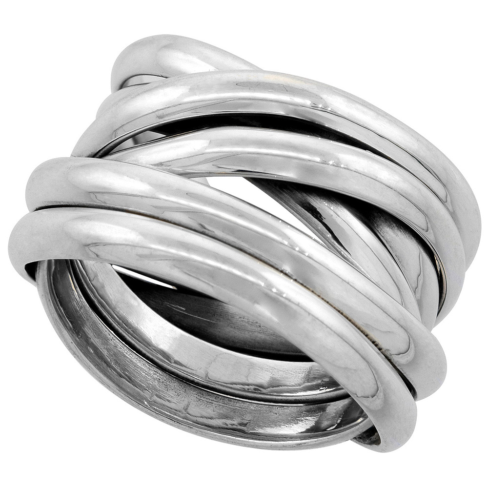 Sterling Silver Wrap Ring 1/2 inch wide, sizes 6 - 10