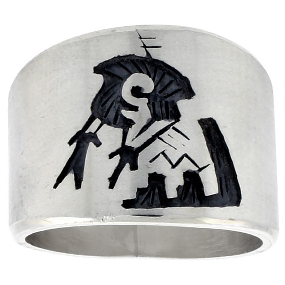 STERLING SILVER NATIVE AMERICAN SYMBOL FOR BRAVE RING FOR MEN SIZES 8-13