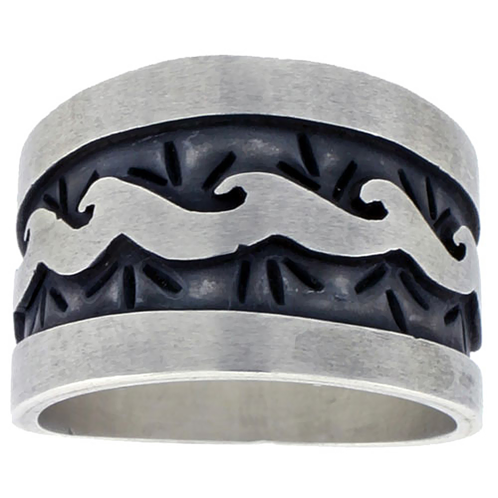 STERLING SILVER NATIVE AMERICAN FLOW OF LIFE SYMBOL WAVE RING FOR MEN SIZES 8-13