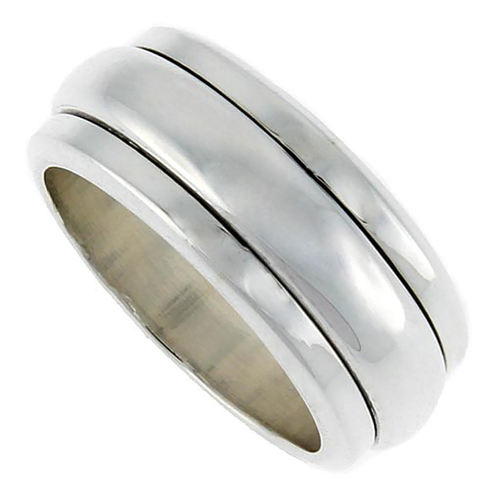 King Will 8mm Black & Silver Stainless Steel Spinner Ring Relieving Stress  Ring For Men Women Stress Anxiety Relief Ring Fidget Ring For Unisex Adults  Teens Polished Comfort Fit 13 : Amazon.co.uk: