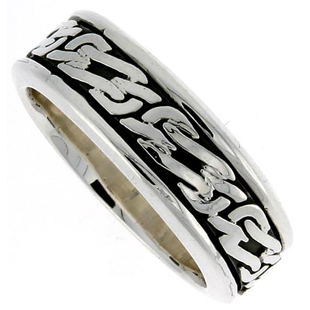 8MM STERLING SILVER MENS SPINNER RING CELTIC KNOT DESIGN HANDMADE 5/16 WIDE