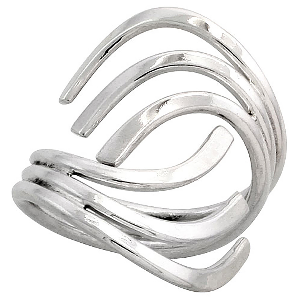 STERLING SILVER WIRE WRAP RING FOR WOMEN FORK BYPASS HANDMADE 1 INCH LONG SIZES 6 - 10