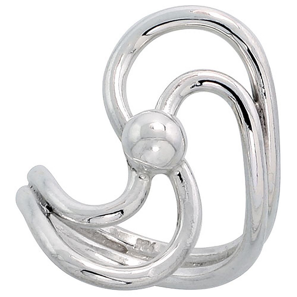 STERLING SILVER WIRE WRAP RING FOR WOMEN SHORT SWAN BYPASS HANDMADE 1 1/8 INCH LONG SIZES 6 - 10