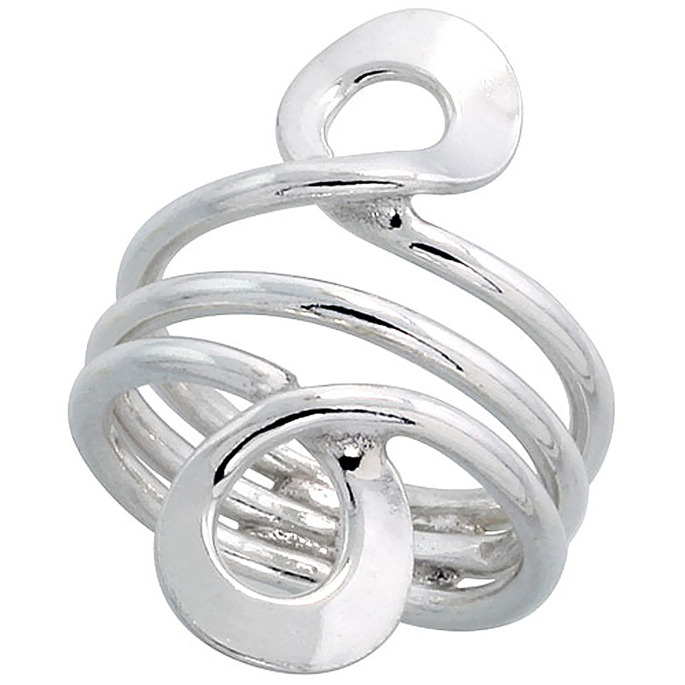 STERLING SILVER WIRE WRAP RING FOR WOMEN INFINITY BYPASS HANDMADE 1 1/4 INCH LONG SIZES 6 - 10