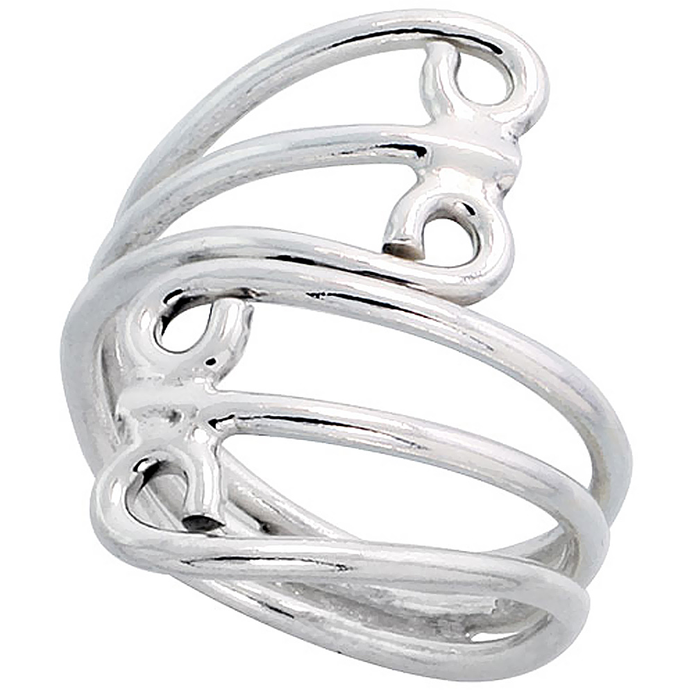 STERLING SILVER WIRE WRAP RING FOR WOMEN SHORT BUTTERFLY BYPASS HANDMADE 1 INCH LONG SIZES 6 - 10