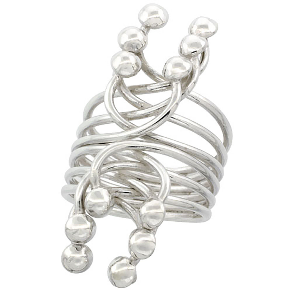 Sterling Silver Wire Wrap Ring for Women Horse shoes Handmade 1 1/2 inch long, sizes 6 - 10