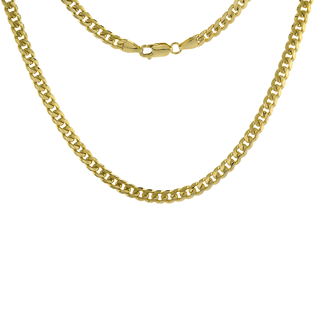 Solid 14k Gold 5.5mm Miami Cuban Link Chain Necklace for Men and Women 22-30 inch