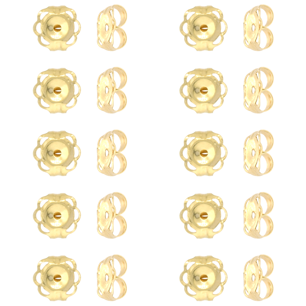 SMALL 14K YELLOW GOLD EARRING BACKS FOR LIGHT POST EARRINGS 10 PIECES