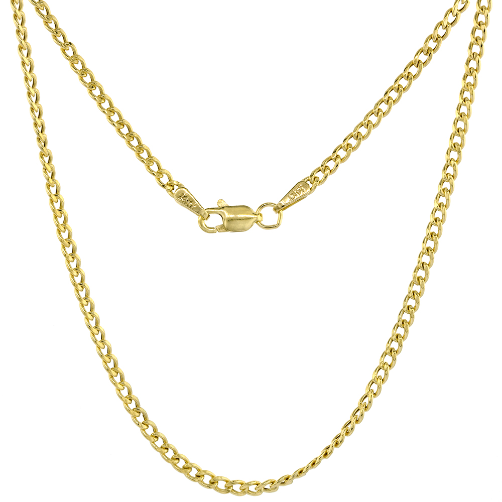 HOLLOW 14K GOLD 2MM MIAMI CUBAN LINK CHAIN NECKLACE FOR WOMEN & MEN HIGH POLISHED 16-24 INCH