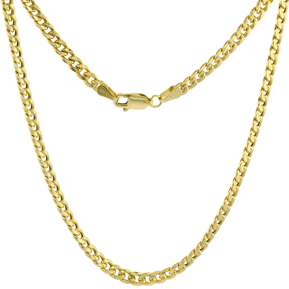 HOLLOW 14K GOLD 3.5MM MIAMI CUBAN LINK CHAIN NECKLACE FOR MEN & WOMEN HIGH POLISHED 22-30 INCH