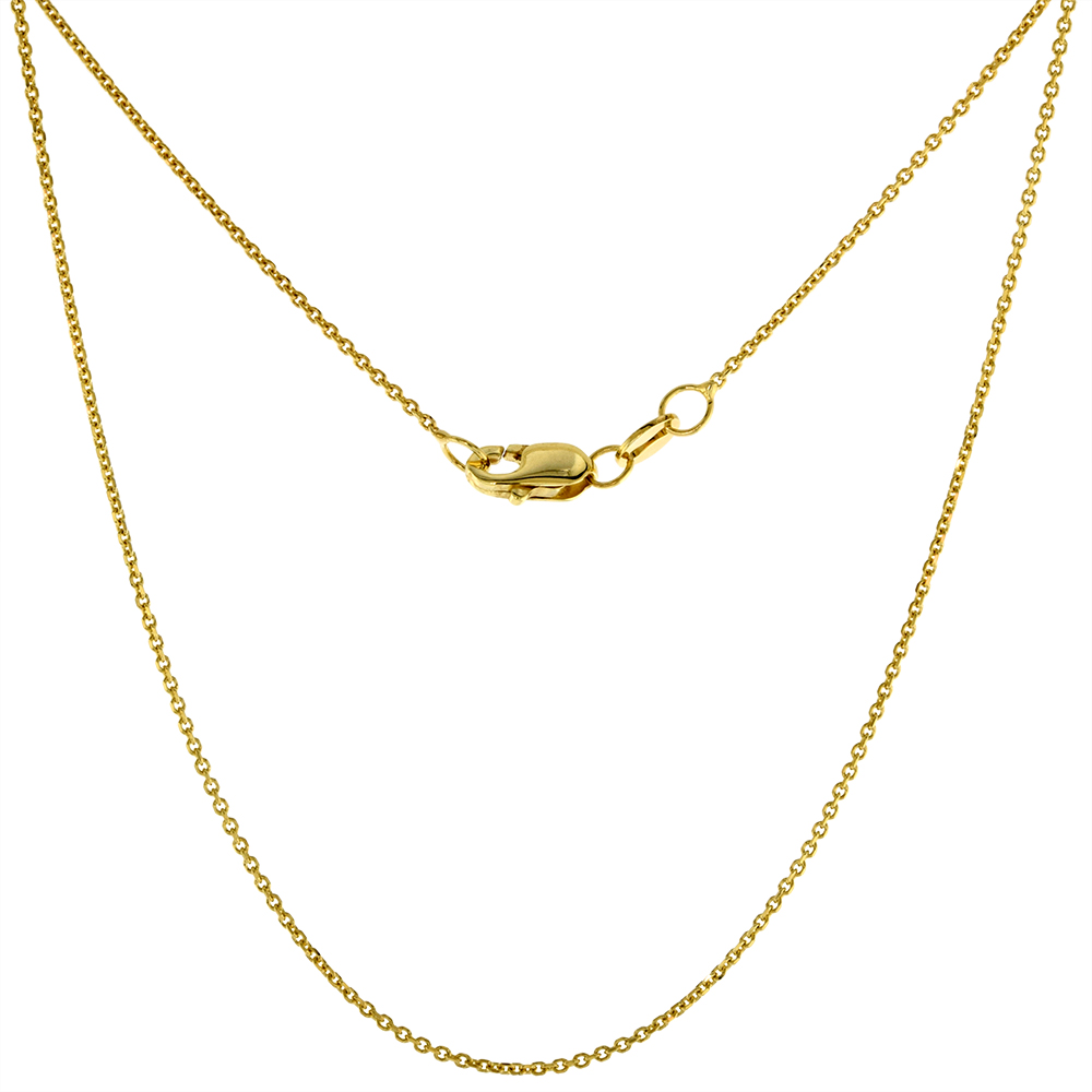 SOLID 14K ROSE GOLD 1MM FINE BOSTON CABLE LINK CHAIN NECKLACE FOR WOMEN SPARKLING BEVELED EDGES 16-20 INCH