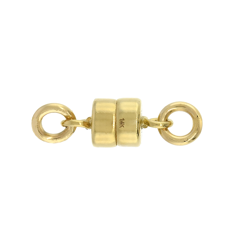 14k Gold 4 mm Magnetic Clasp for Light Necklaces USA, Square Edge