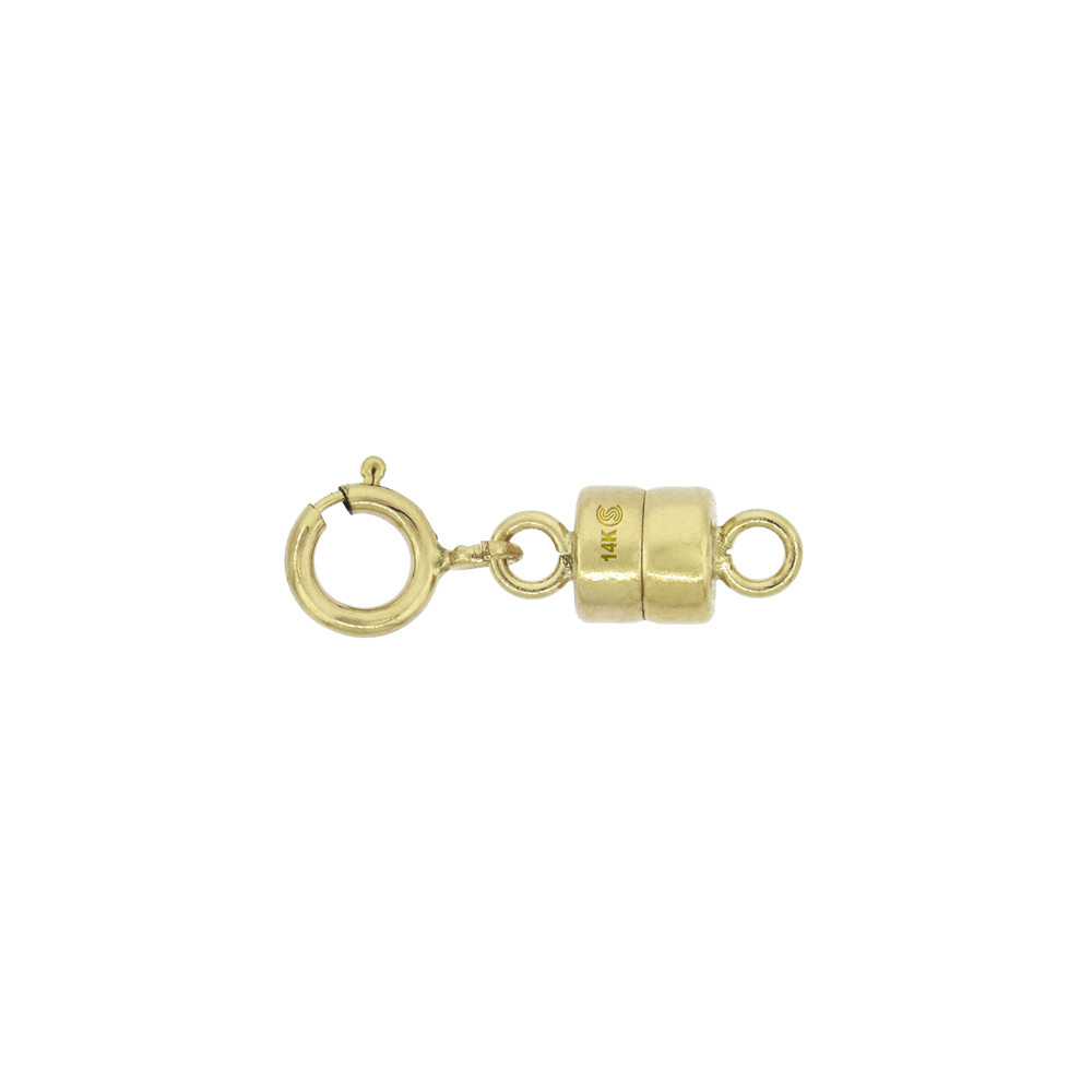 14K GOLD 4 MM MAGNETIC CLASP CONVERTER FOR LIGHT NECKLACES USA, SQUARE EDGE