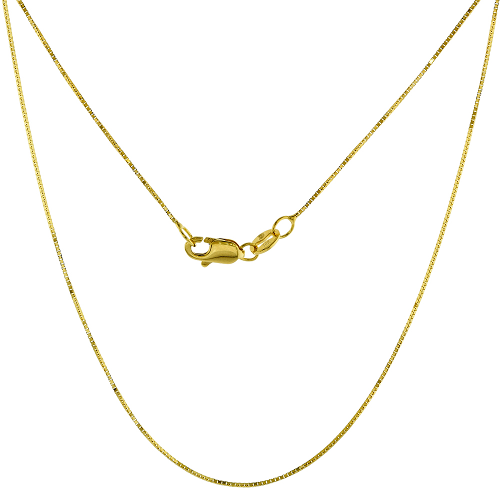 REAL 10K YELLOW GOLD 0.5MM BOX CHAIN NECKLACE FOR WOMEN STRONG LOBSTER CLASP HIGH POLISHED 16-22 INCH