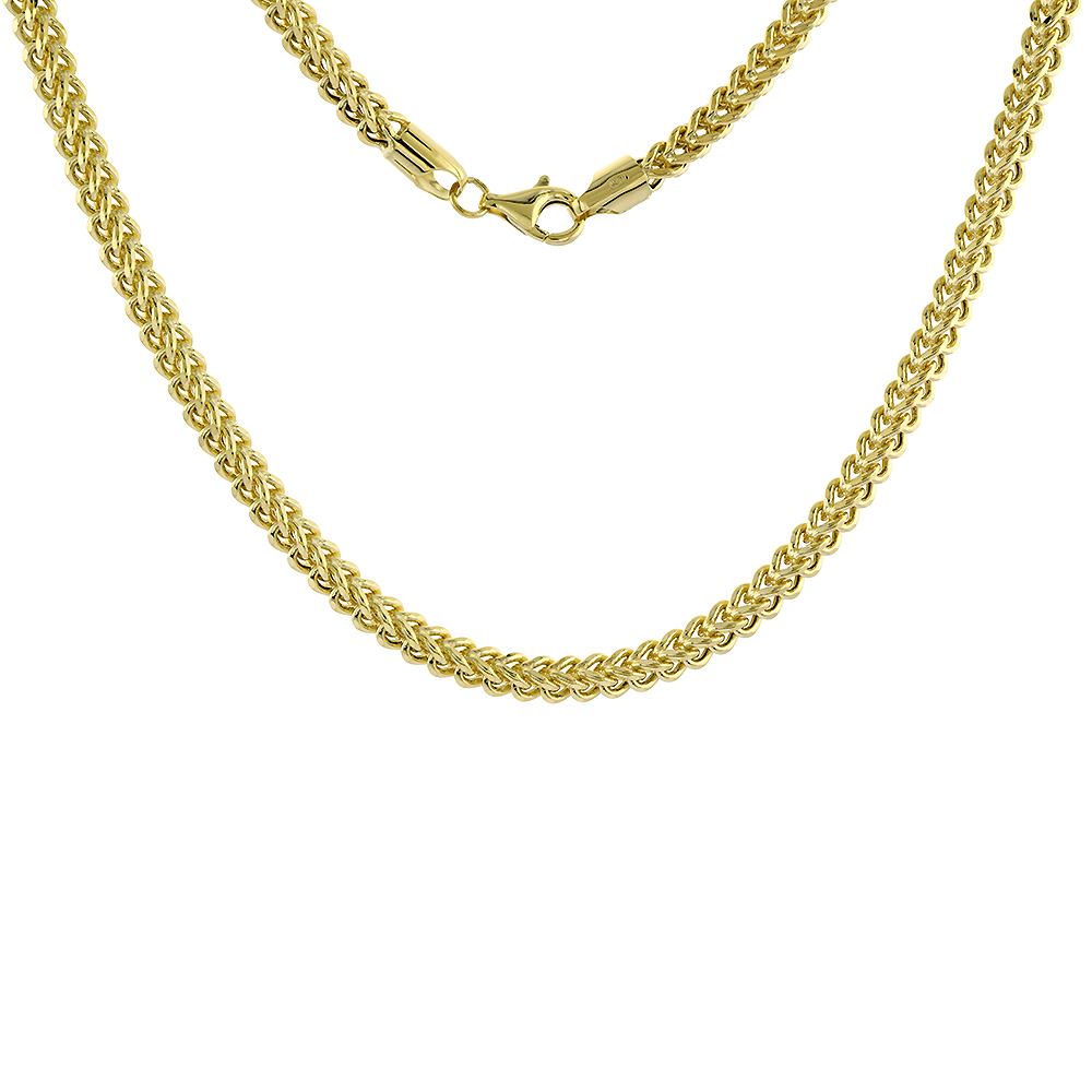 4.5MM HOLLOW 10K YELLOW GOLD FRANCO CHAIN NECKLACE FOR MEN & WOMEN NICKEL FREE, 24-30 INCH