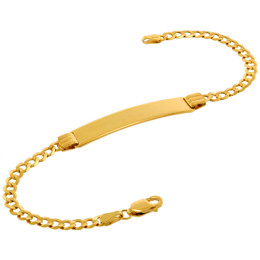 REAL 10K GOLD 7MM ID BRACELET FOR WOMEN WITH 4MM CUBAN LINK ID BRACELET SOLID ENGRAVABLE 7-8 INCH