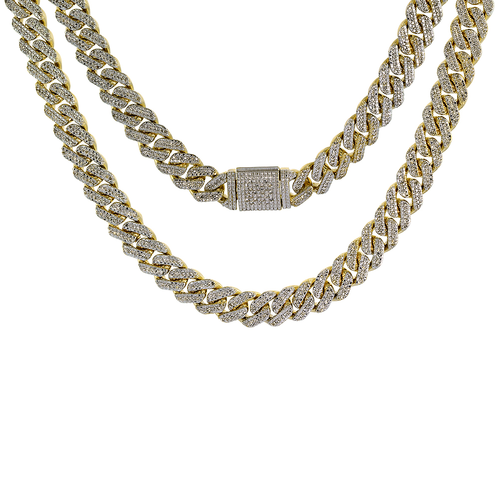 10k Solid Yellow Gold 10mm Diamond Miami Cuban Chain Necklace Nickel Free 26.5 - 27.5 inch long