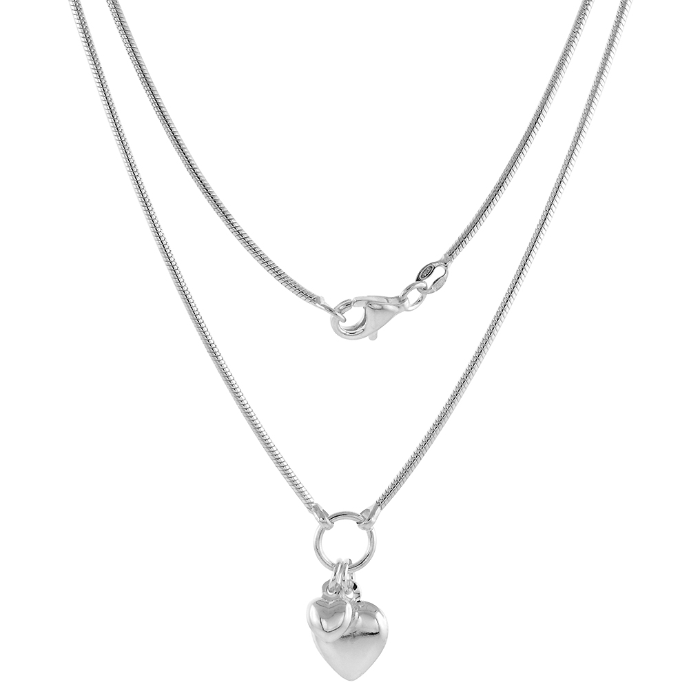 STERLING SILVER NECKLACE / BRACELET WITH 2 HEART PENDANTS