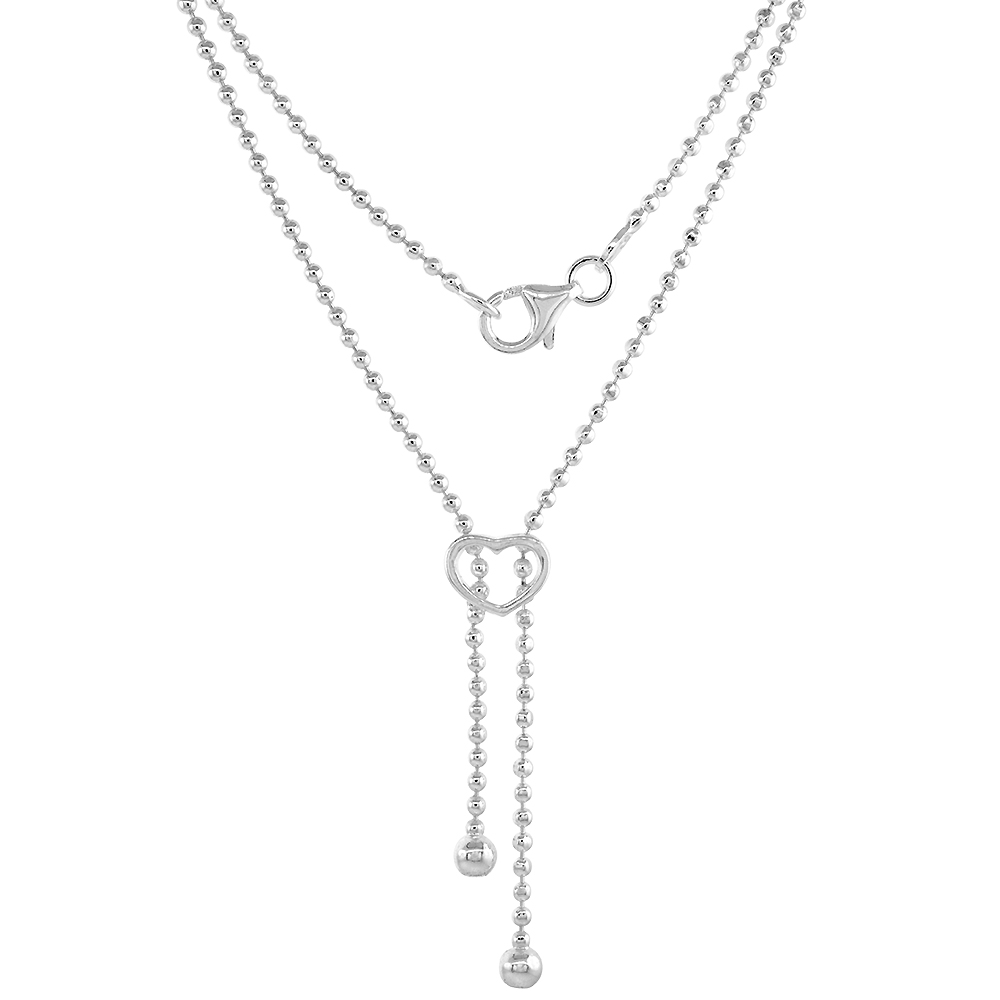 STERLING SILVER LARIAT NECKLACE / BRACELET WITH A HEART