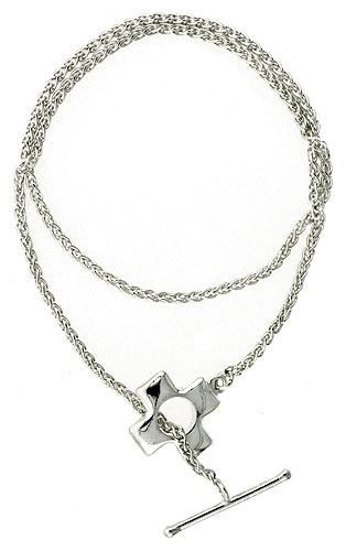 STERLING SILVER NECKLACE / BRACELET WITH CROSS TOGGLE CLASP