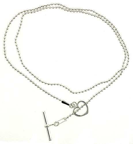 STERLING SILVER NECKLACE / BRACELET WITH HEART TOGGLE CLASP KEY