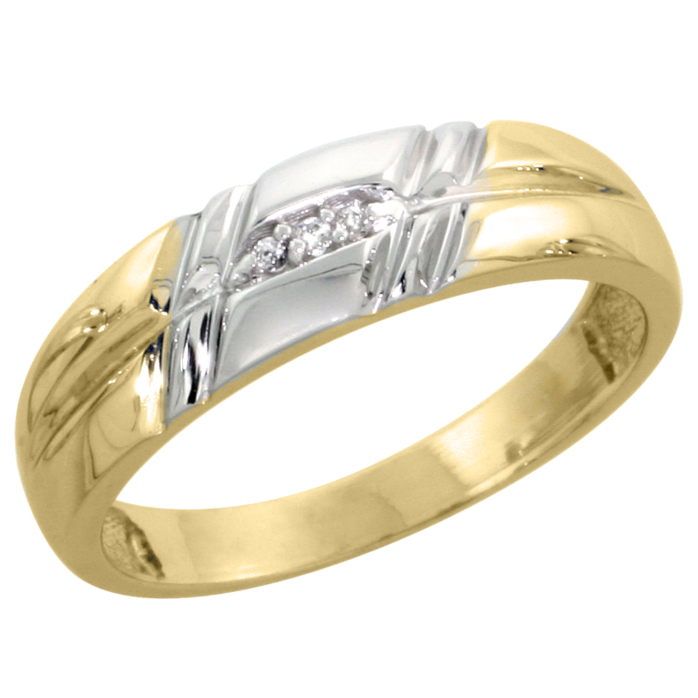 Gold Plated Sterling Silver Ladies Diamond Wedding Band, 7/32 inch wide