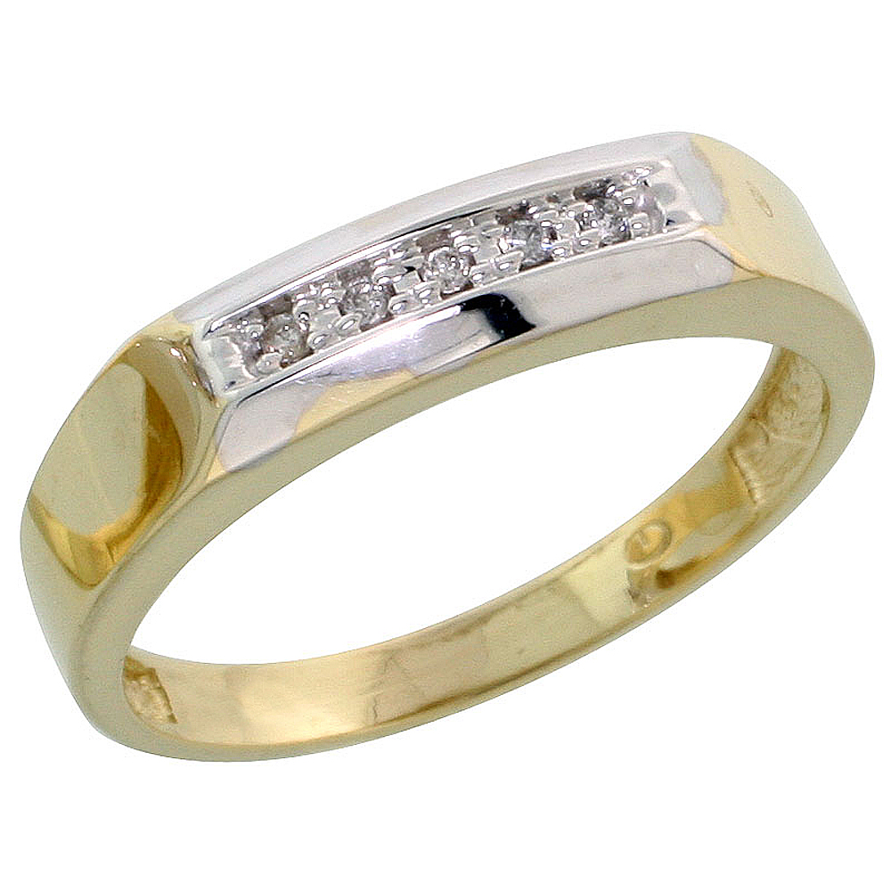 Gold Plated Sterling Silver Ladies Diamond Wedding Band, 3/16 inch wide