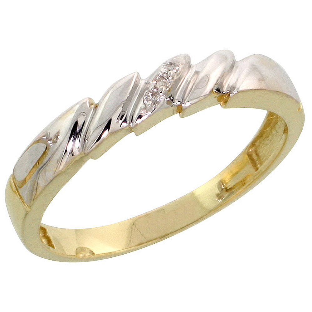Gold Plated Sterling Silver Ladies Diamond Wedding Band, 5/32 inch wide