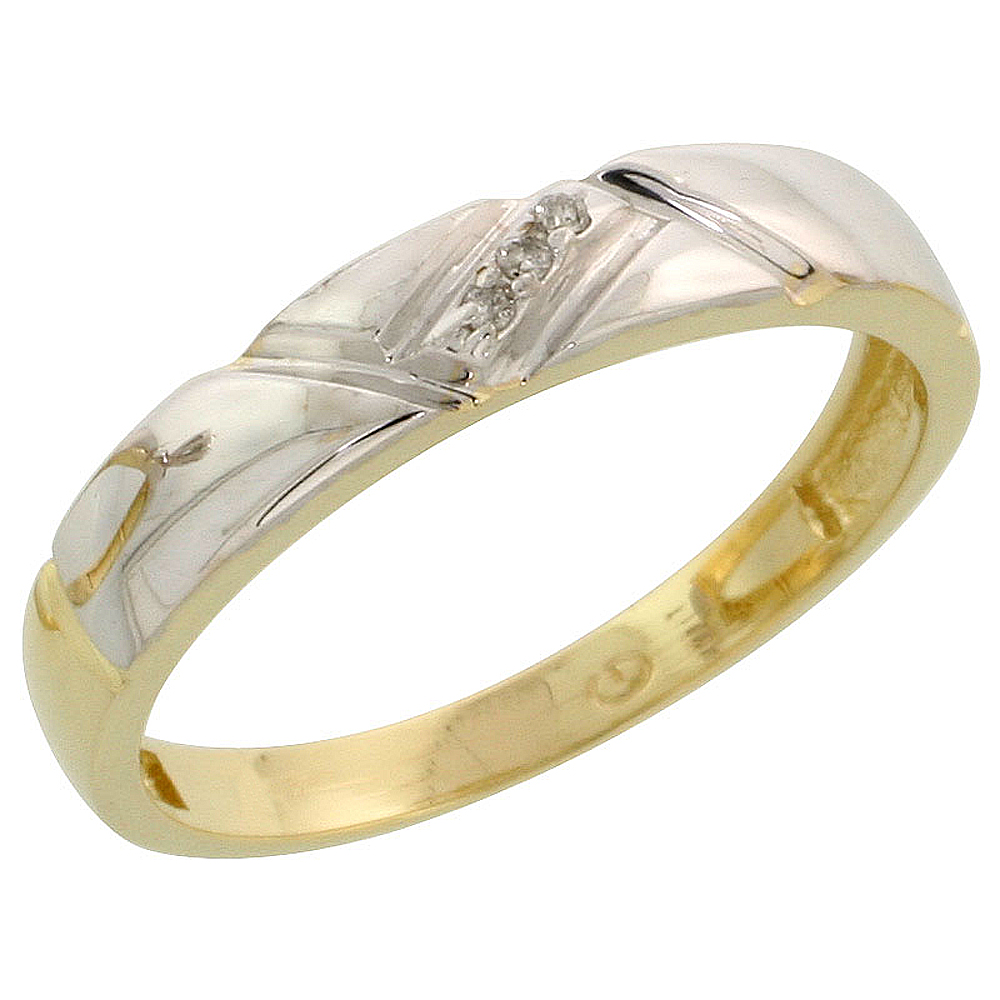 Gold Plated Sterling Silver Ladies Diamond Wedding Band, 5/32 inch wide