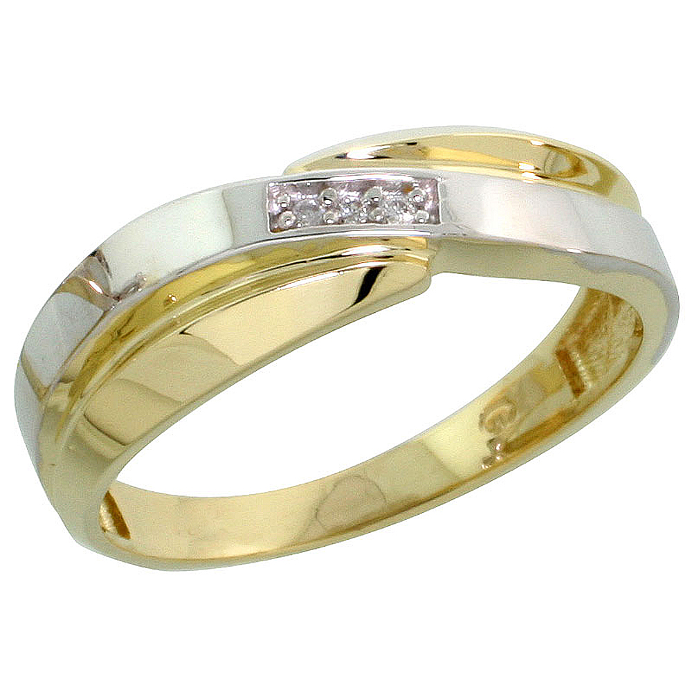 Gold Plated Sterling Silver Ladies Diamond Wedding Band, 1/4 inch wide