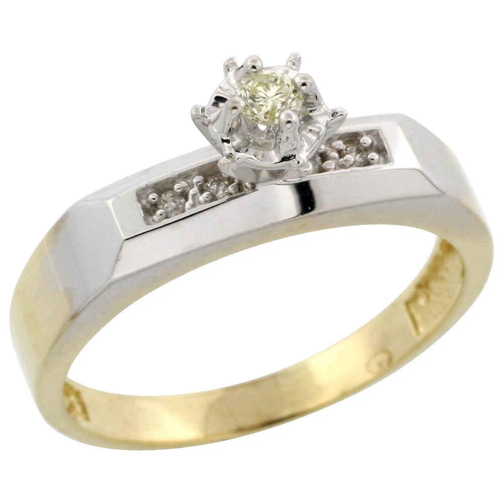 Gold Plated Sterling Silver Diamond Engagement Ring, 3/16 inch wide