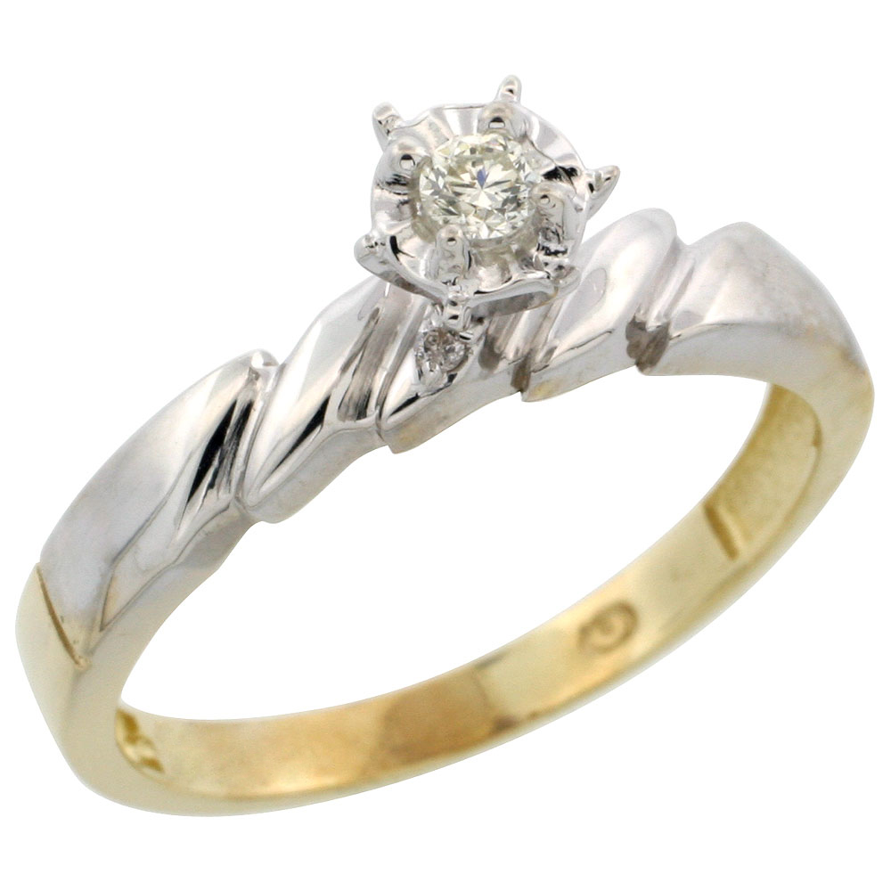Gold Plated Sterling Silver Diamond Engagement Ring, 5/32 inch wide