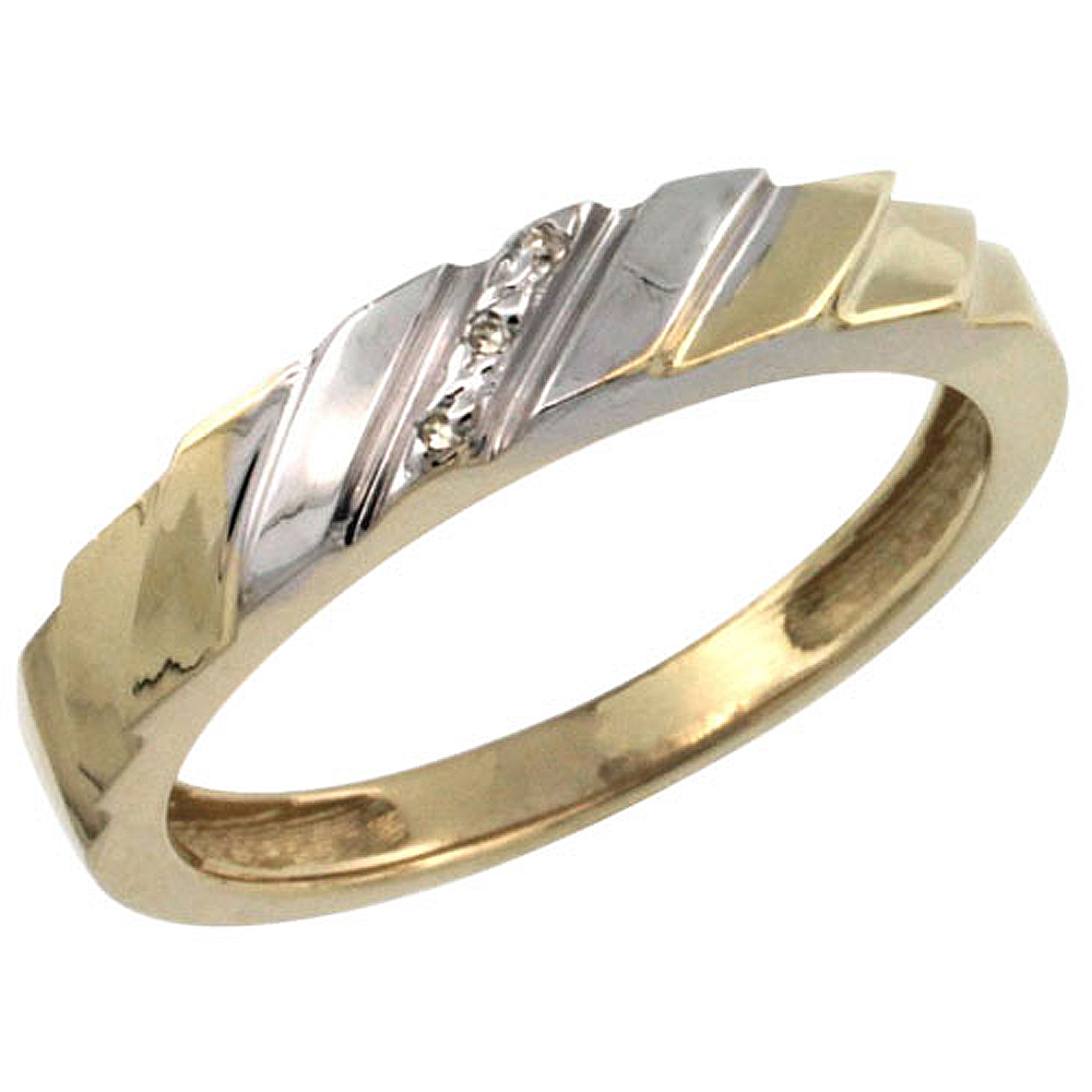 Gold Plated Sterling Silver Ladies Diamond Wedding Ring 5/32 inch wide