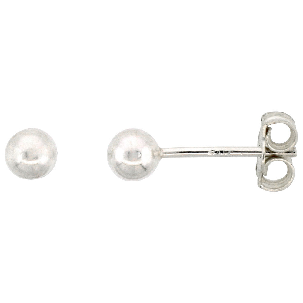 Sterling Silver 4 mm Ball Stud Earrings (3/32 inch)