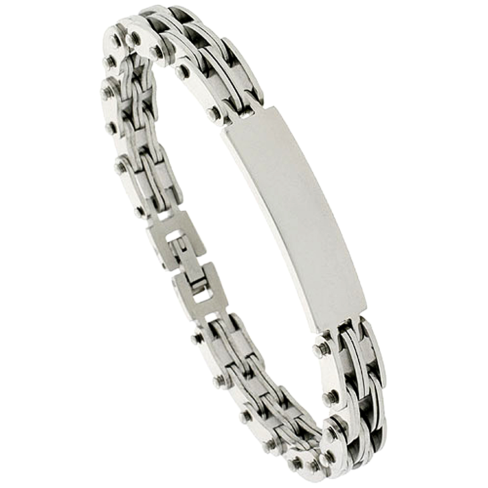 Stainless Steel ID Bracelet For Men, 3/8 inch wide, 8 inch long