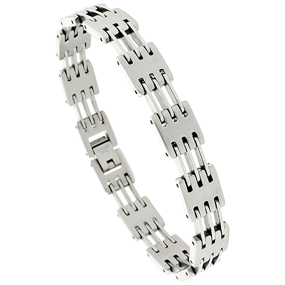 Stainless Steel Bar Bracelet For Men, 3/8 inch wide, 8 inch long