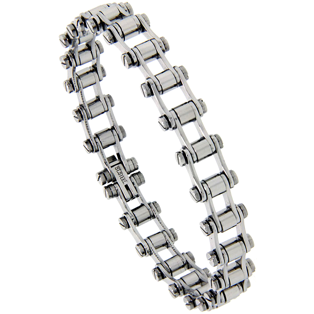 Stainless Steel Bicycle Chain Bracelet for Women smallest size 3/8 inch wide, 7.25 inch